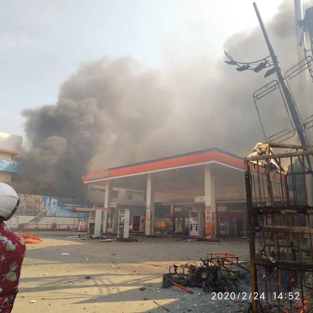 Demonstration against CAA, sets fire to petrol pump in Bhajanpura, Delhi